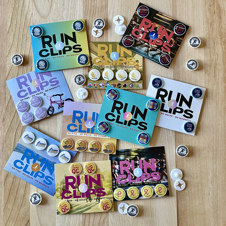 RunClips on bib at race